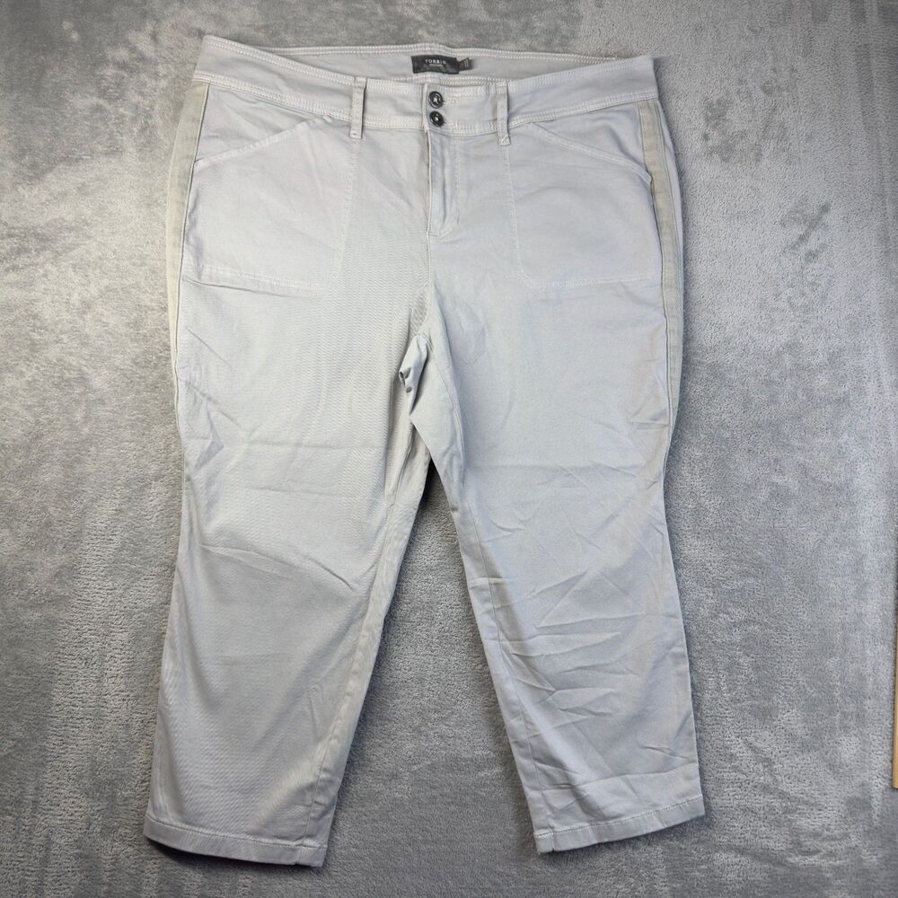 Torrid Pants Womens 22 Gray Cropped Casual Office Career Pockets Cotton Everyday